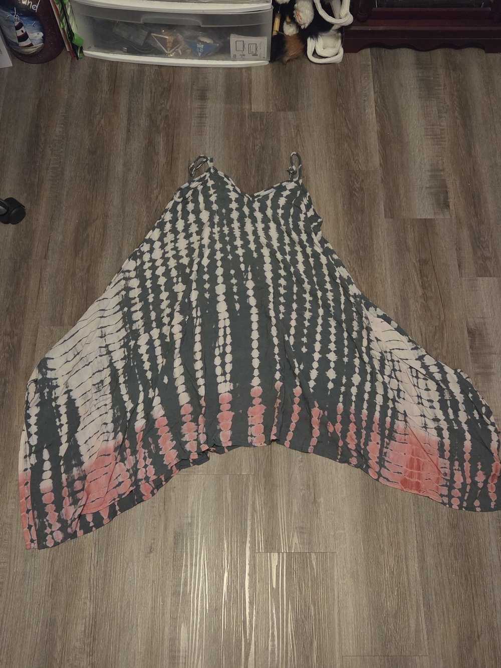 EARTHBOUND Tie-Dye Spaghetti Strap Dress in Green and Pink